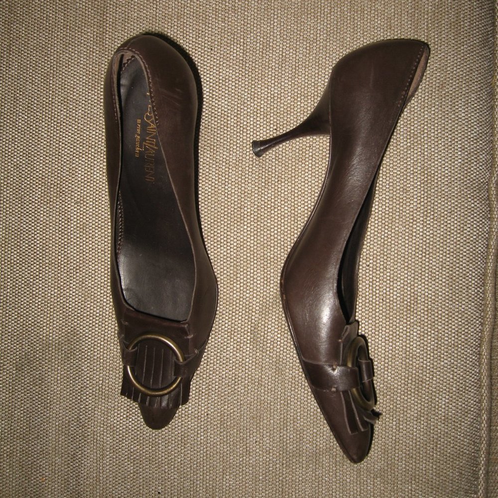 ❤️YSL YVES SAINT LAURENT Rive Gauche Tassel Leather Stiletto Pumps Shoes 37 7